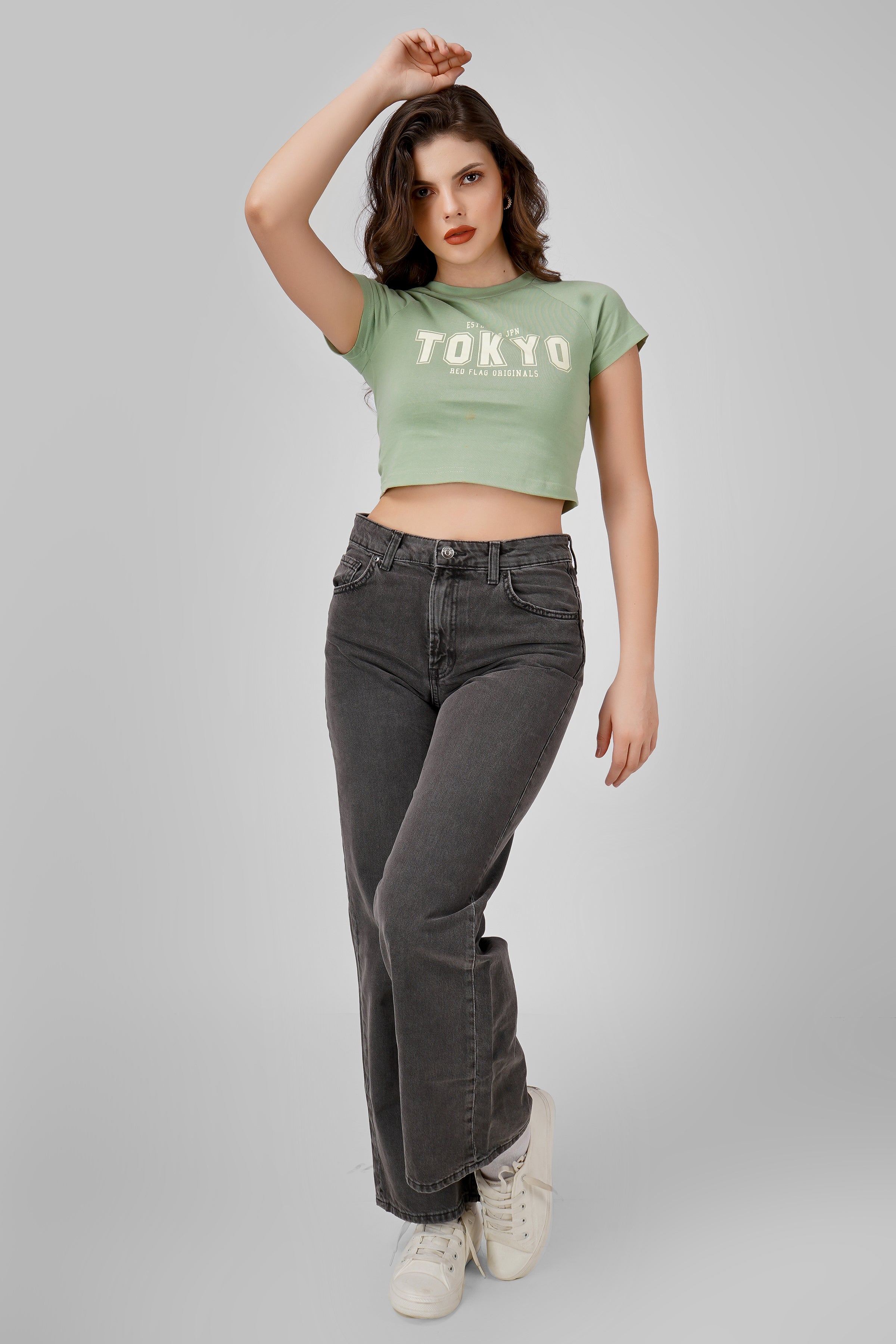 Tokyo - Crop T Shirt - Tea Green