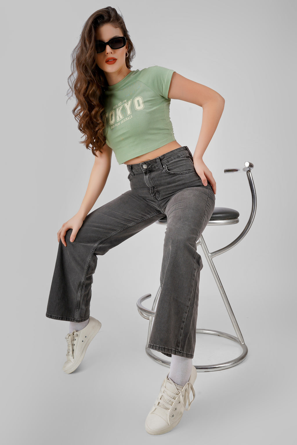Tokyo - Crop T Shirt - Tea Green