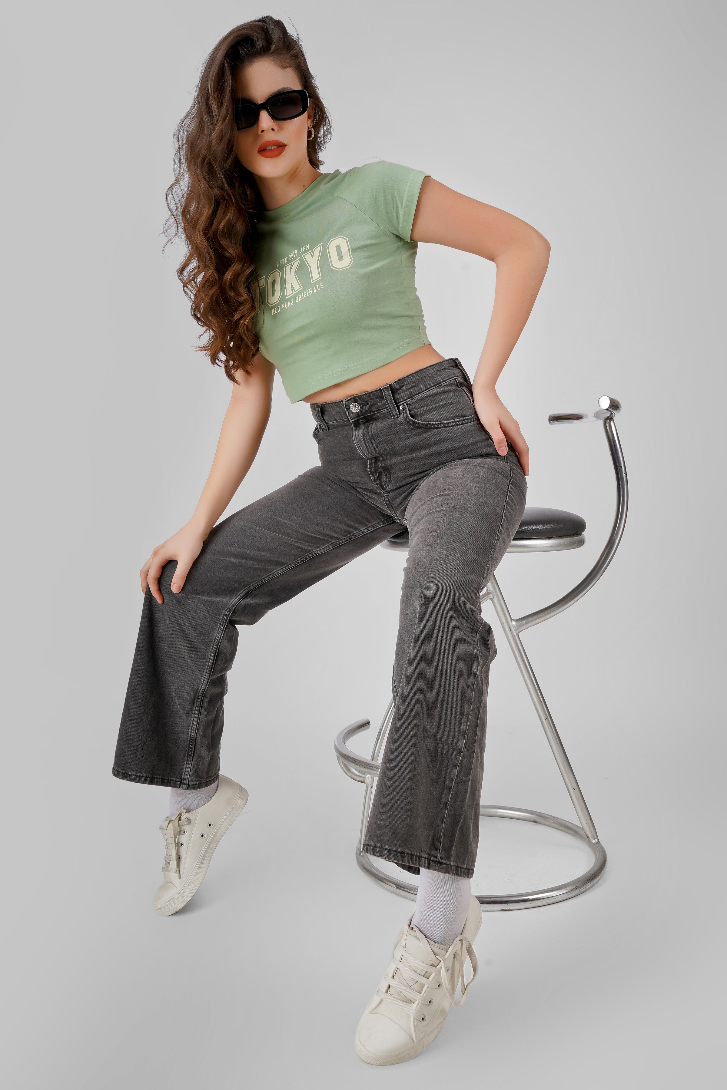 Tokyo - Crop T Shirt - Tea Green