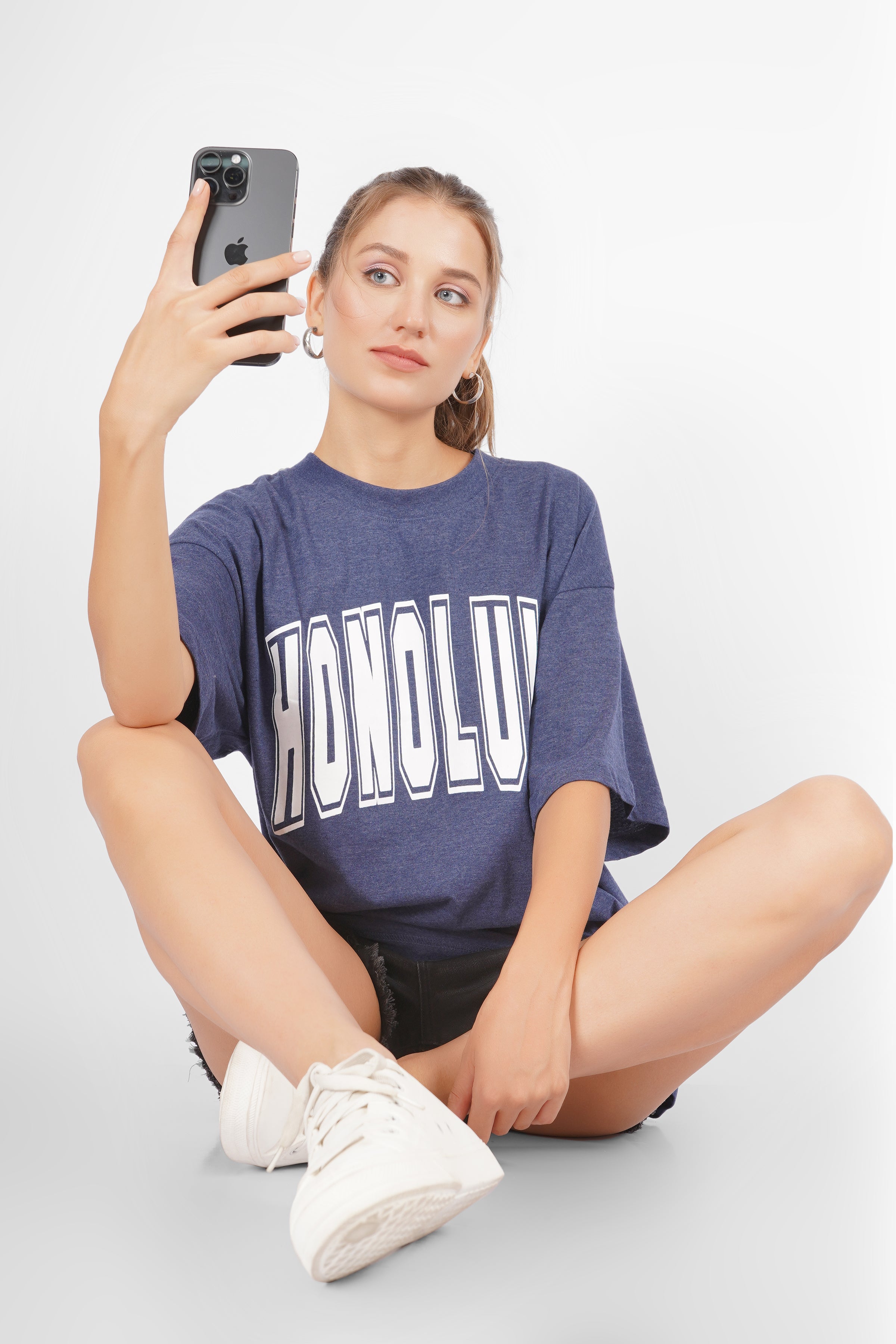 Honolulu -Oversized T Shirt - Navy Blue