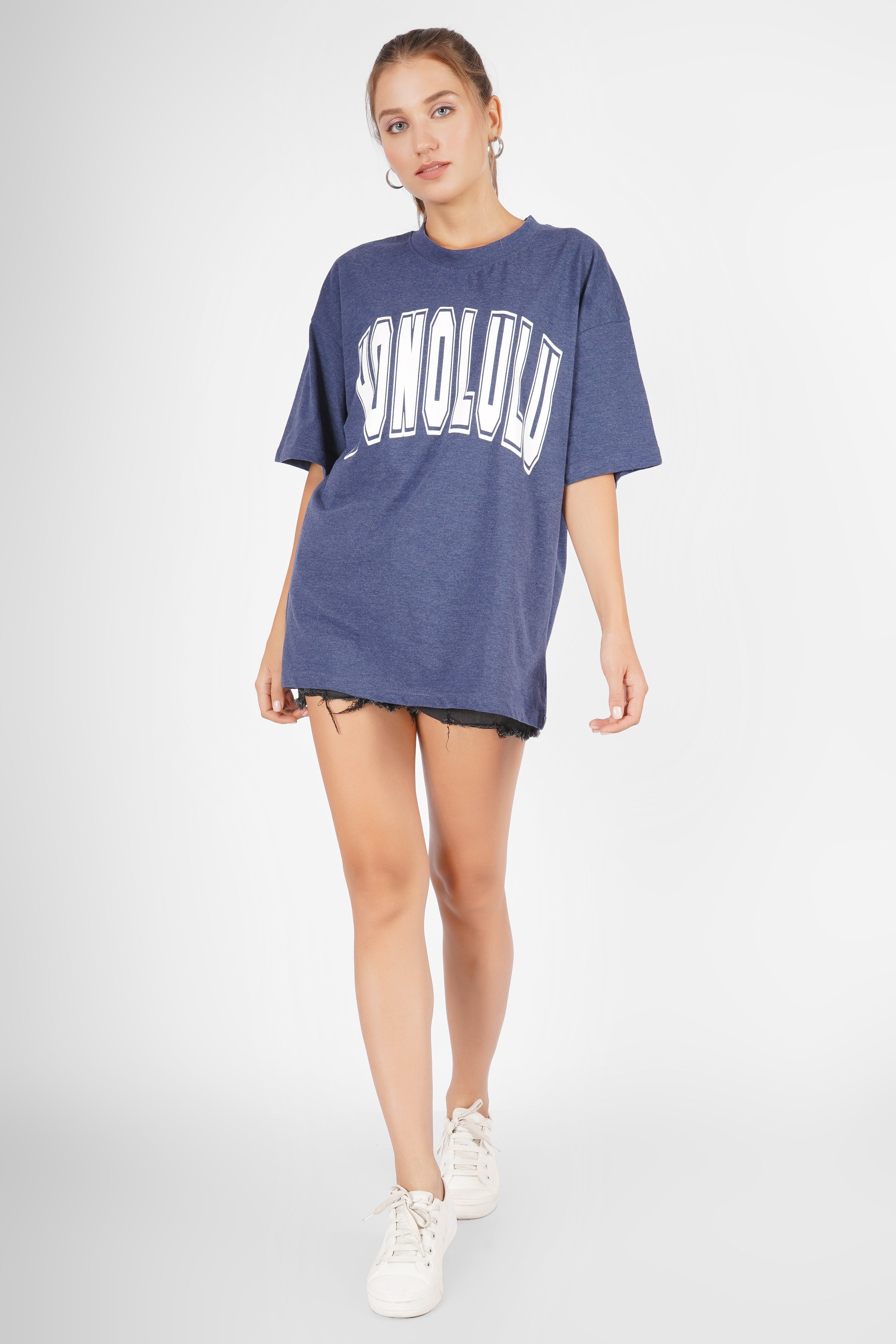 Honolulu -Oversized T Shirt - Navy Blue