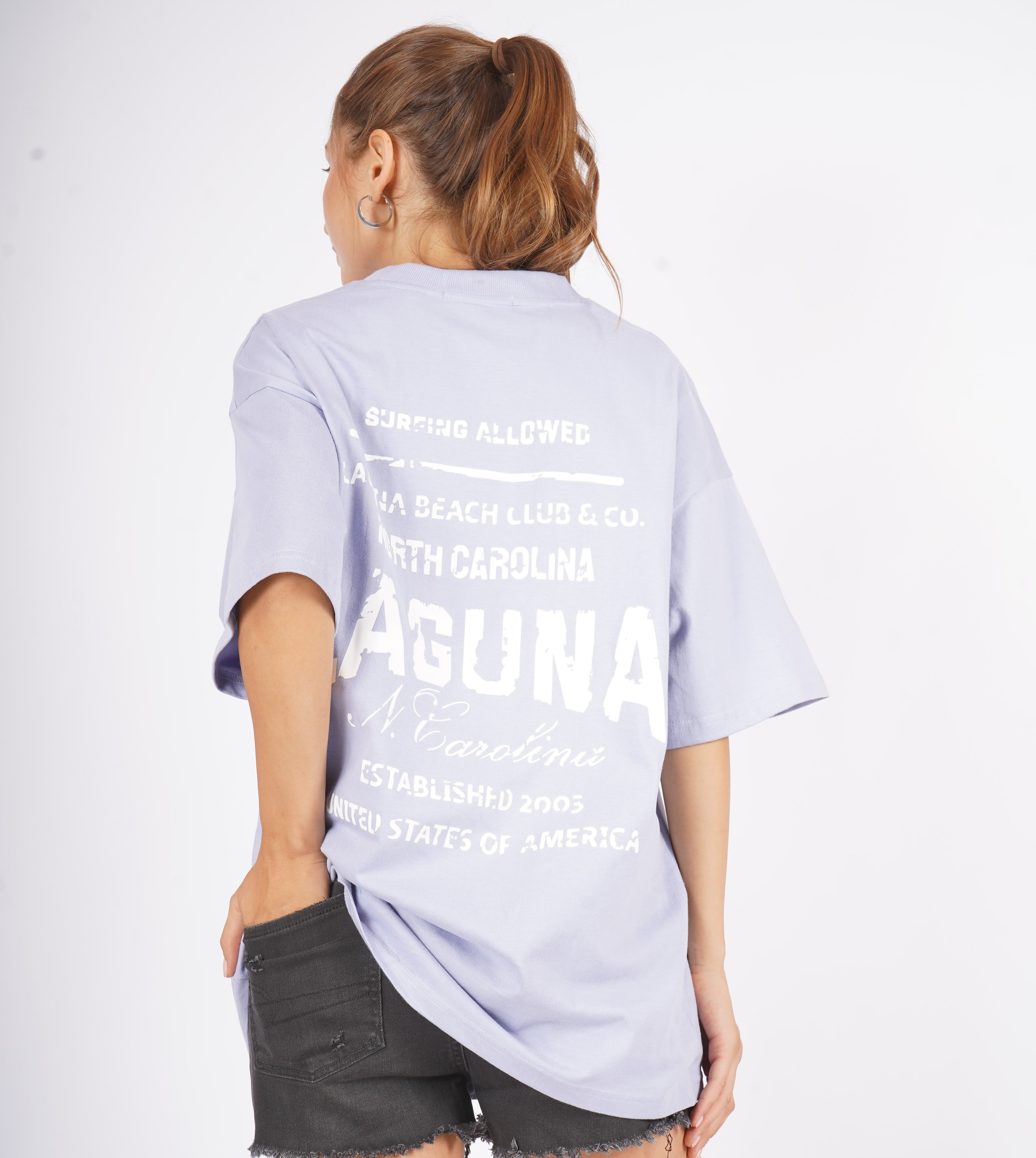 Malibu beach- Oversized T Shirt - Columbia Blue