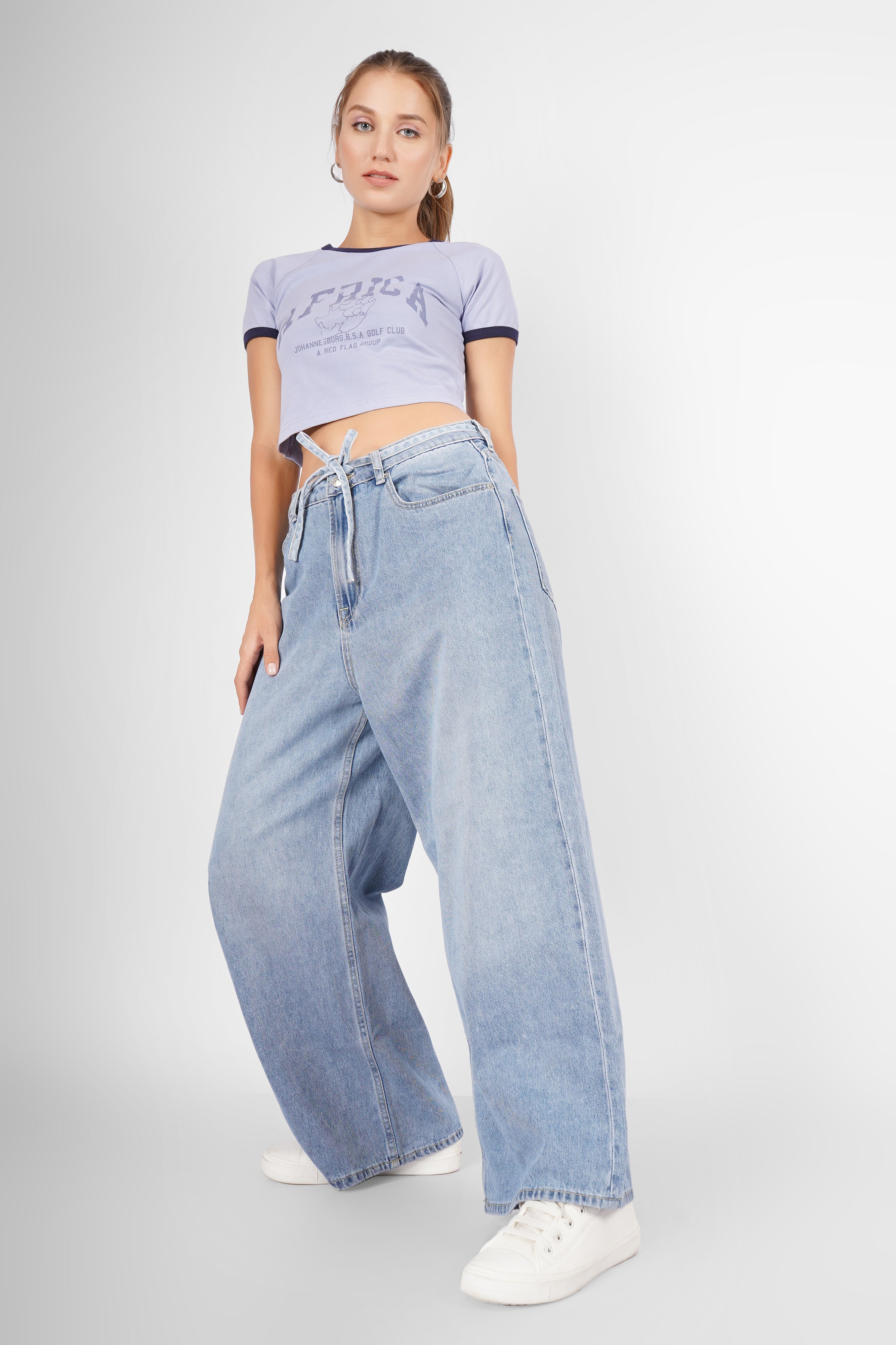 Africa - Vintage Crop T Shirt - Columbia Blue