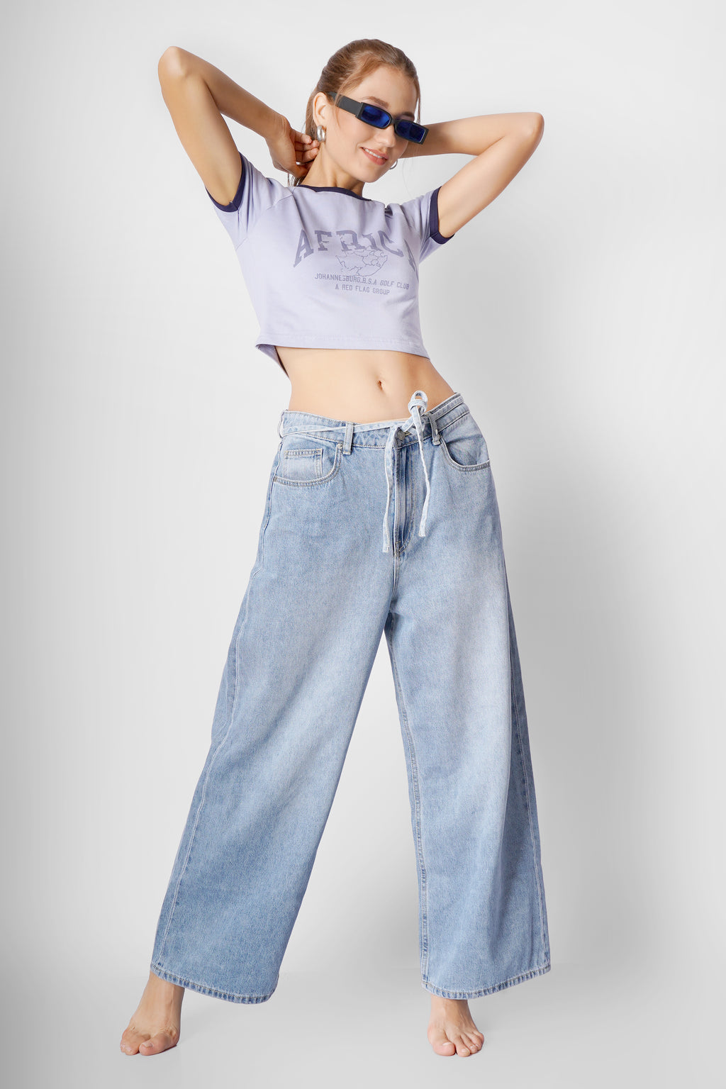 Africa - Vintage Crop T Shirt - Columbia Blue