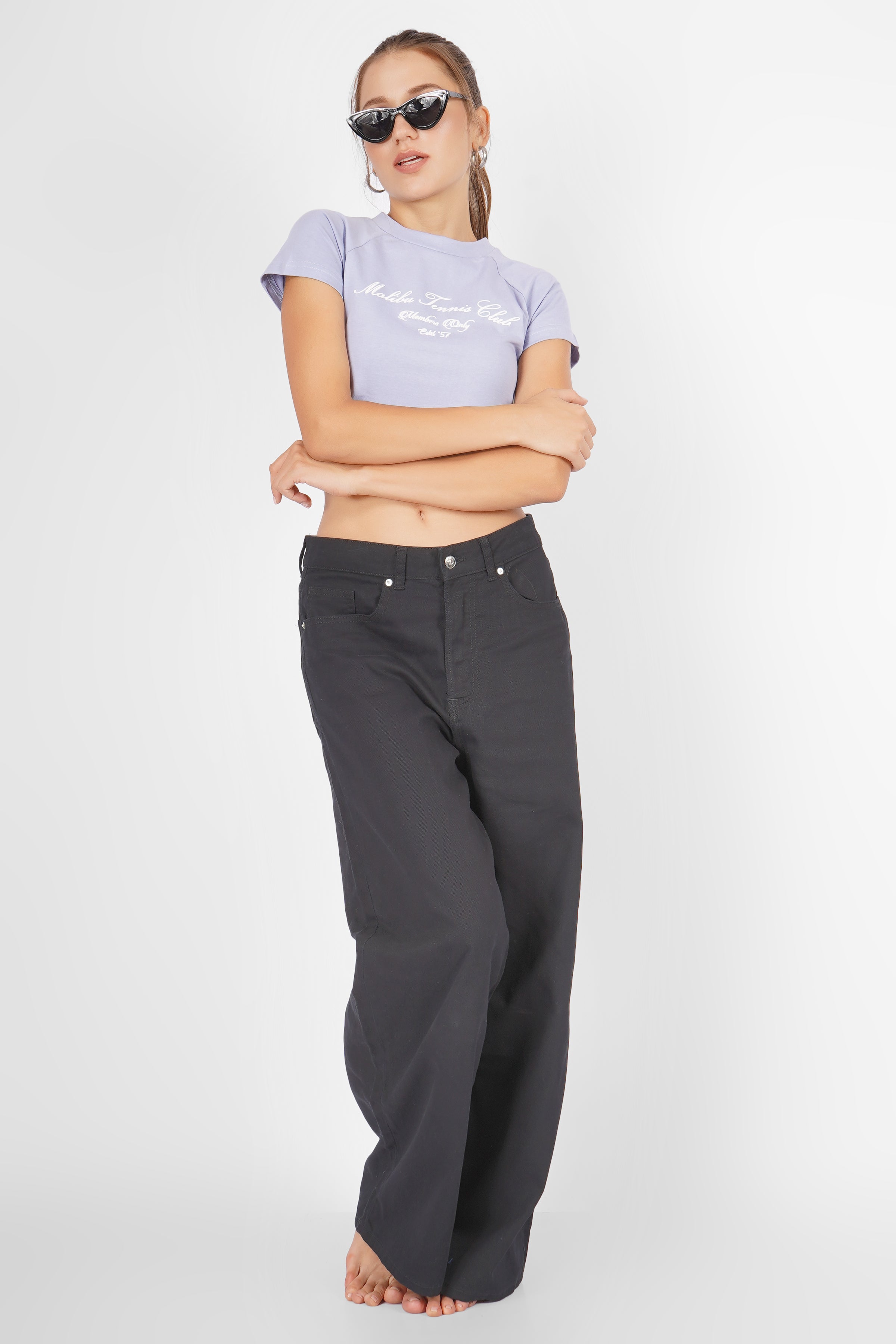 Malibu Tennis Club - Crop T Shirt - Columbia Blue