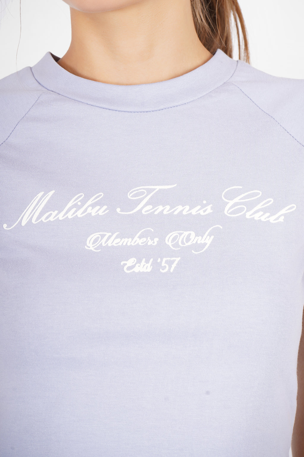 Malibu Tennis Club - Crop T Shirt - Columbia Blue