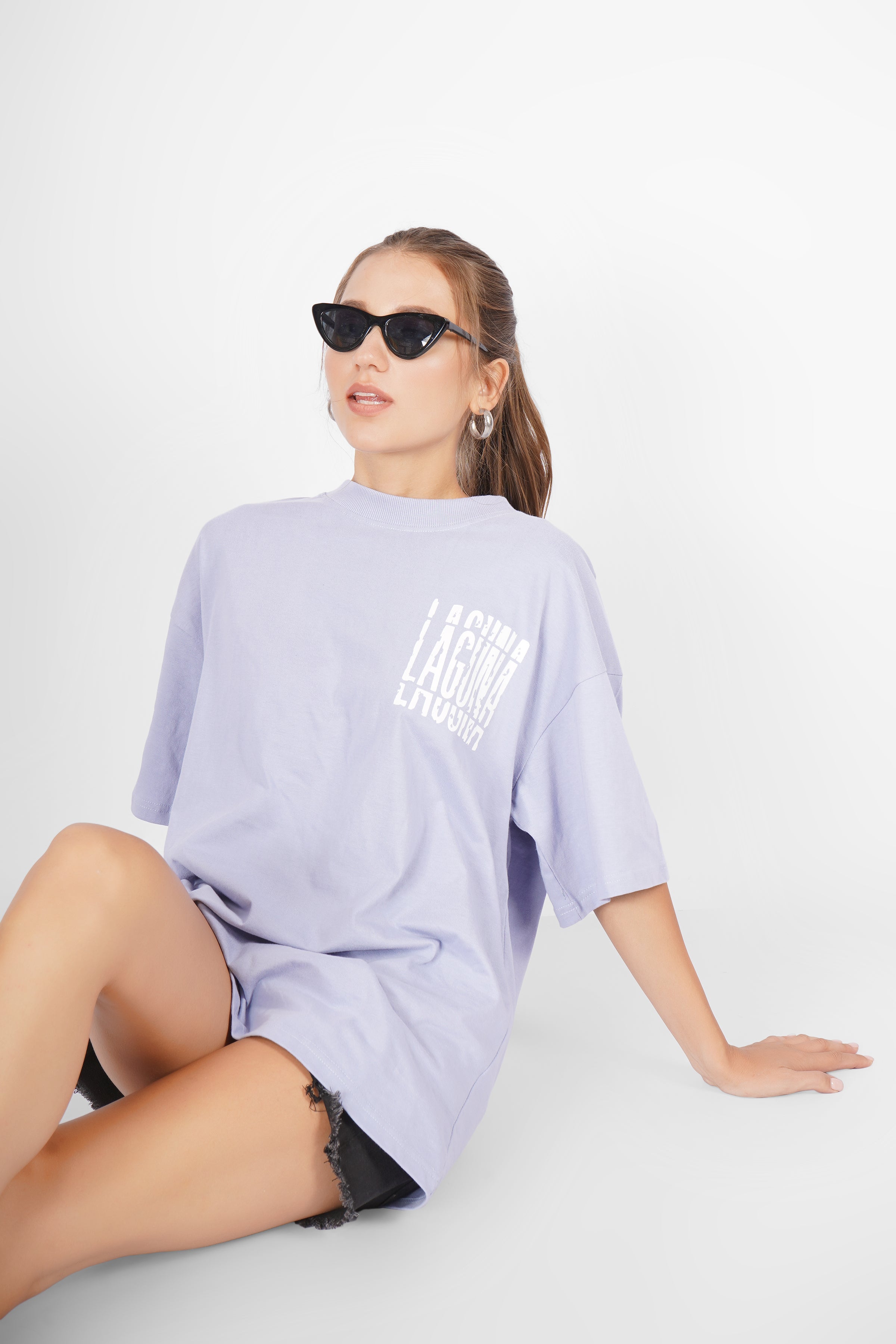 Malibu beach- Oversized T Shirt - Columbia Blue