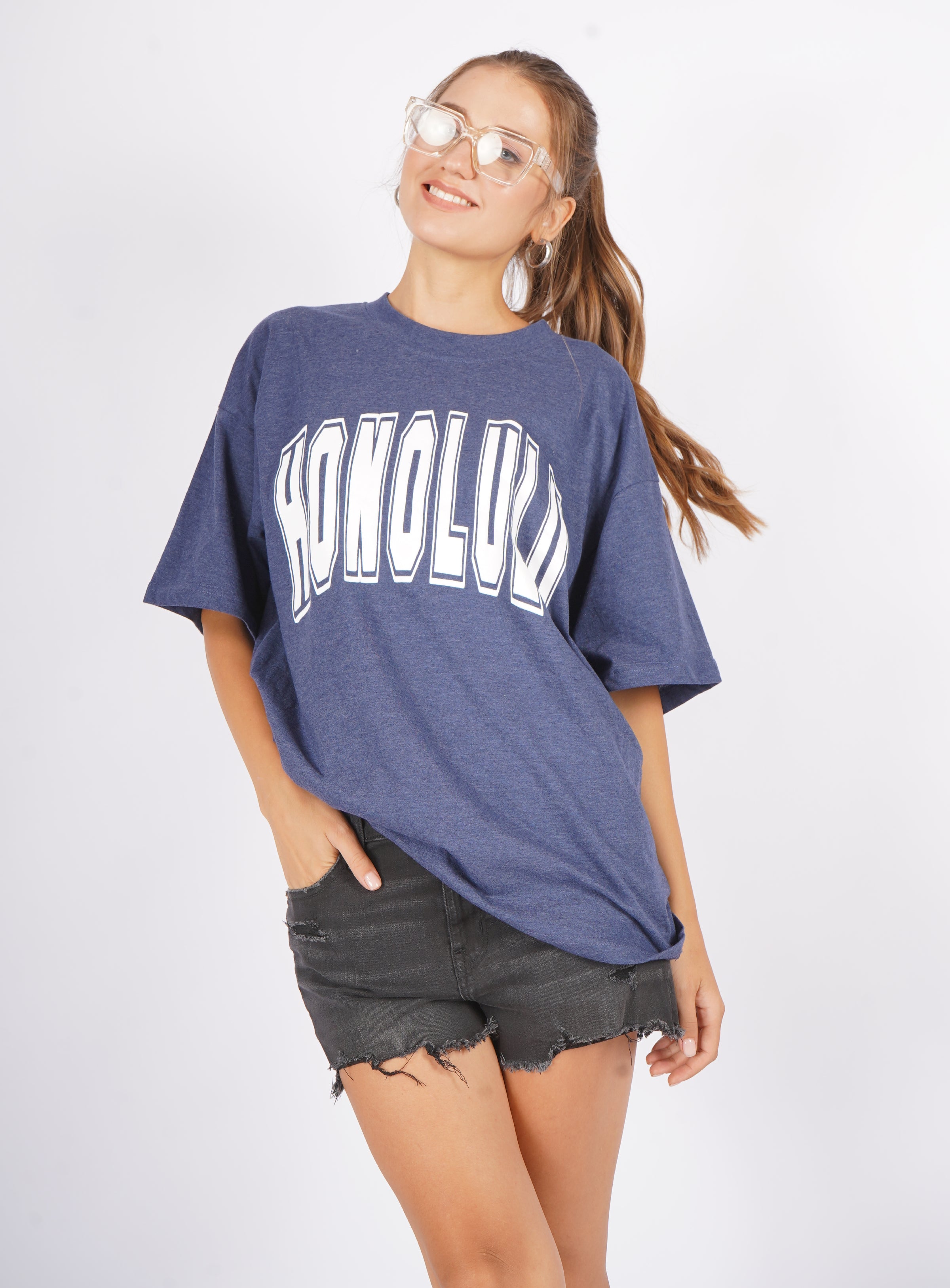 Honolulu -Oversized T Shirt - Navy Blue