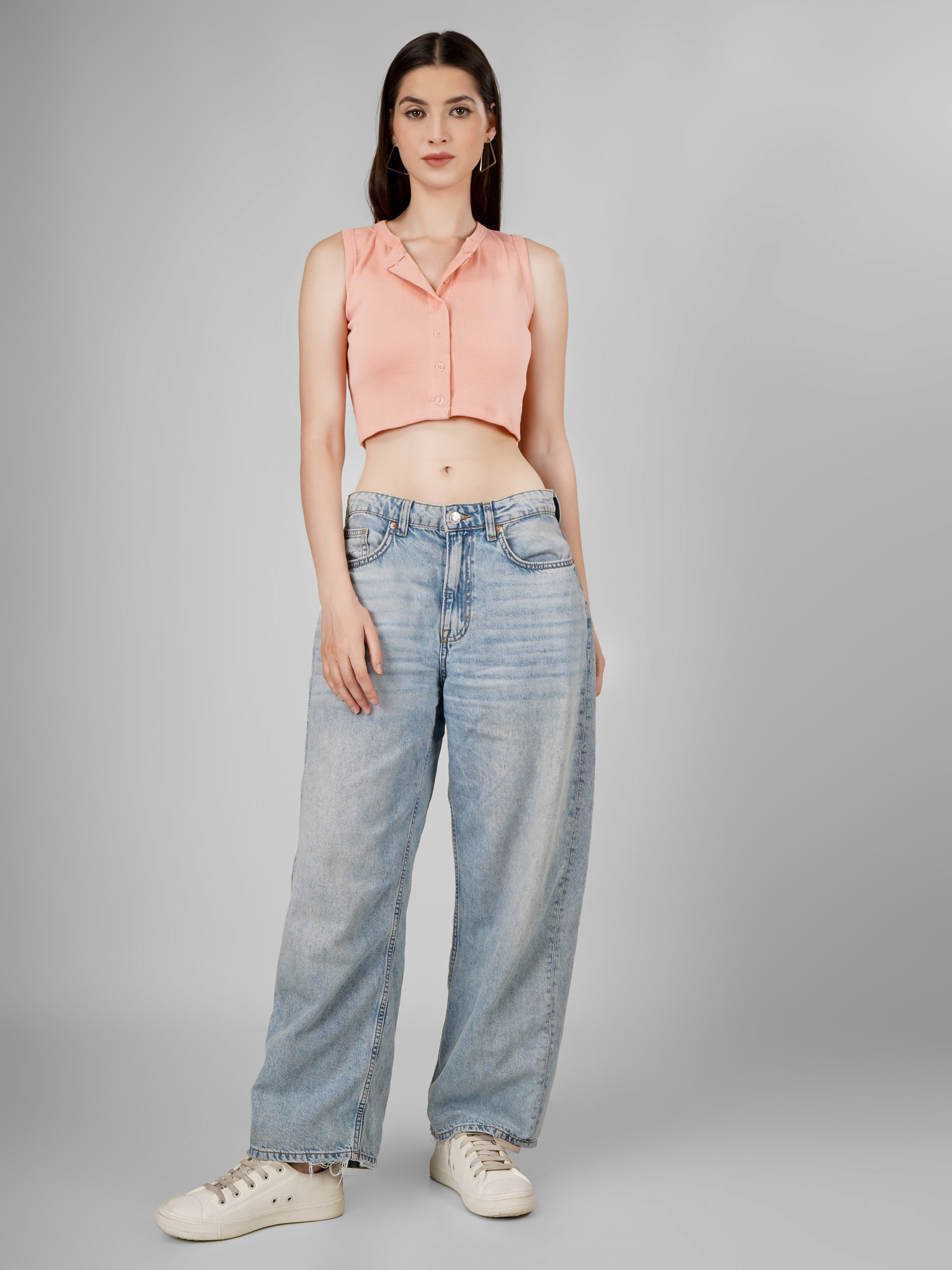 Sleeveless Crop Top - Peach