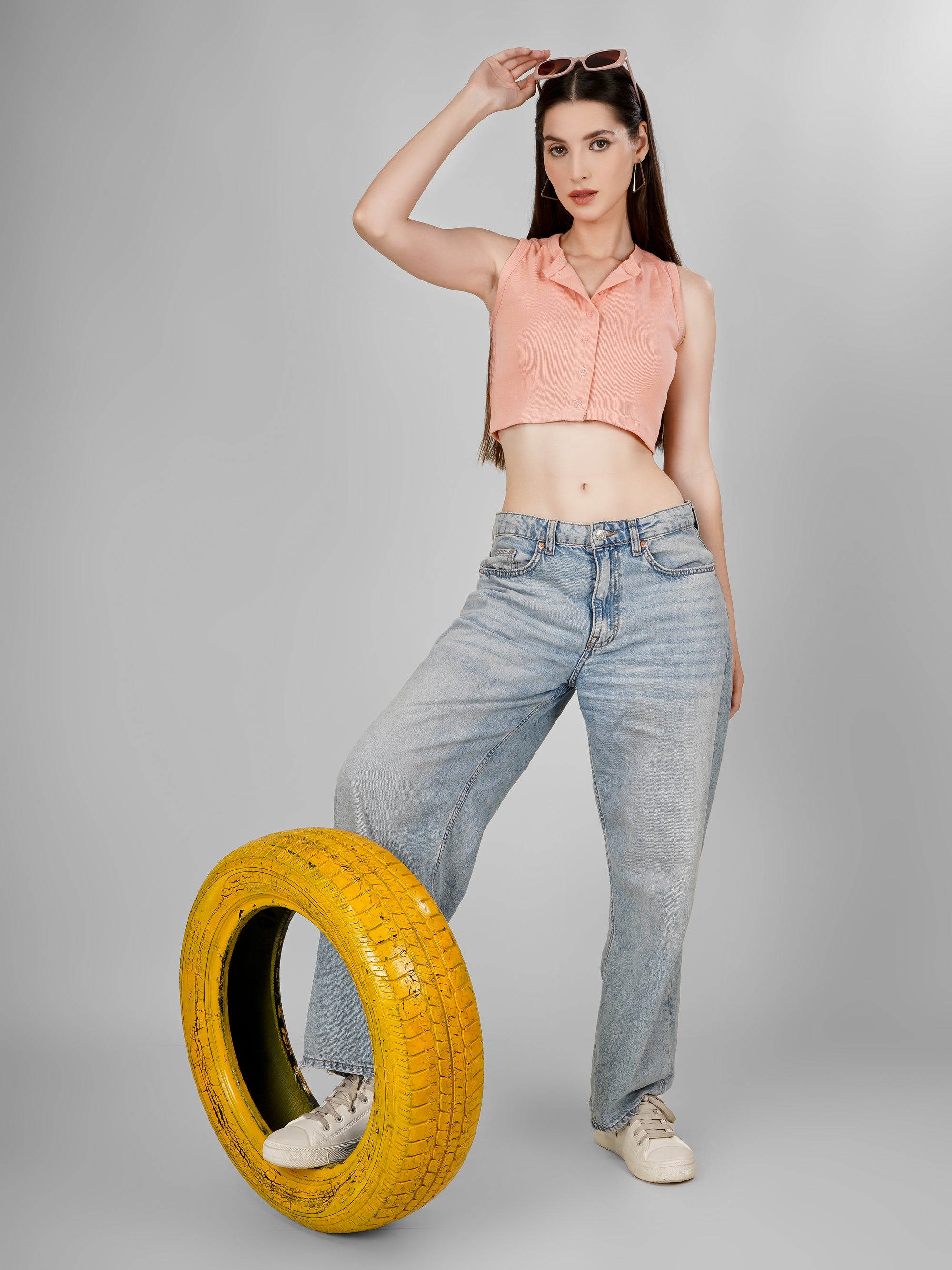 Sleeveless Crop Top - Peach