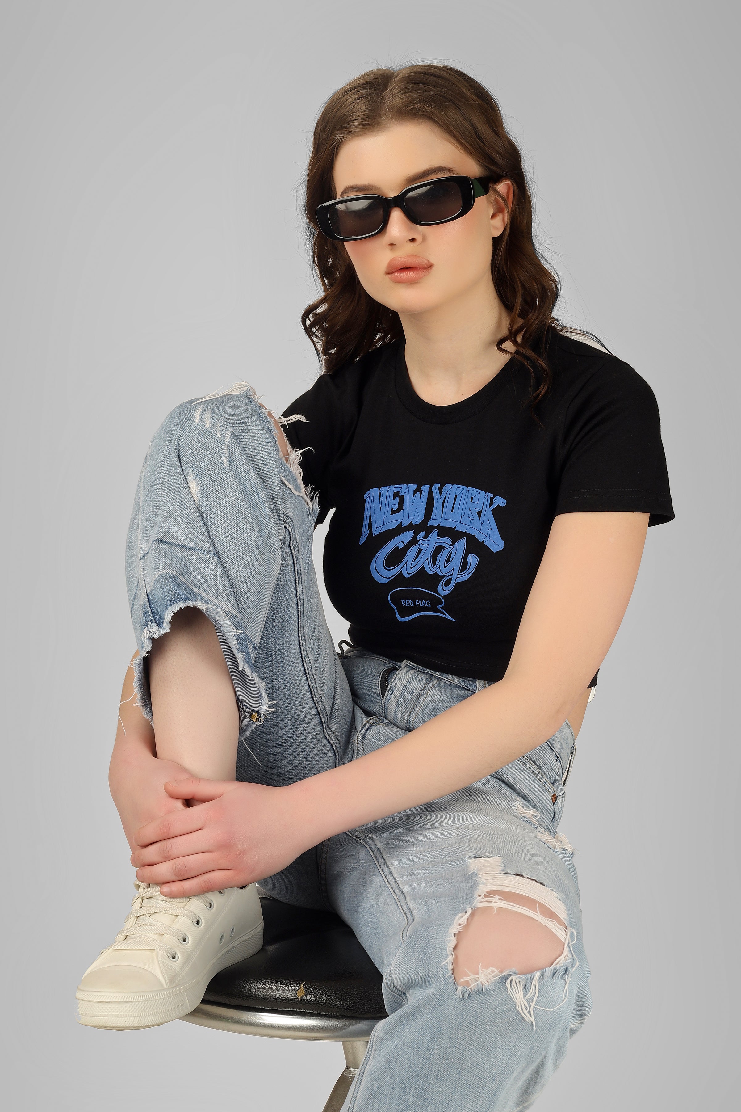 New York Crop T-shirt - Black