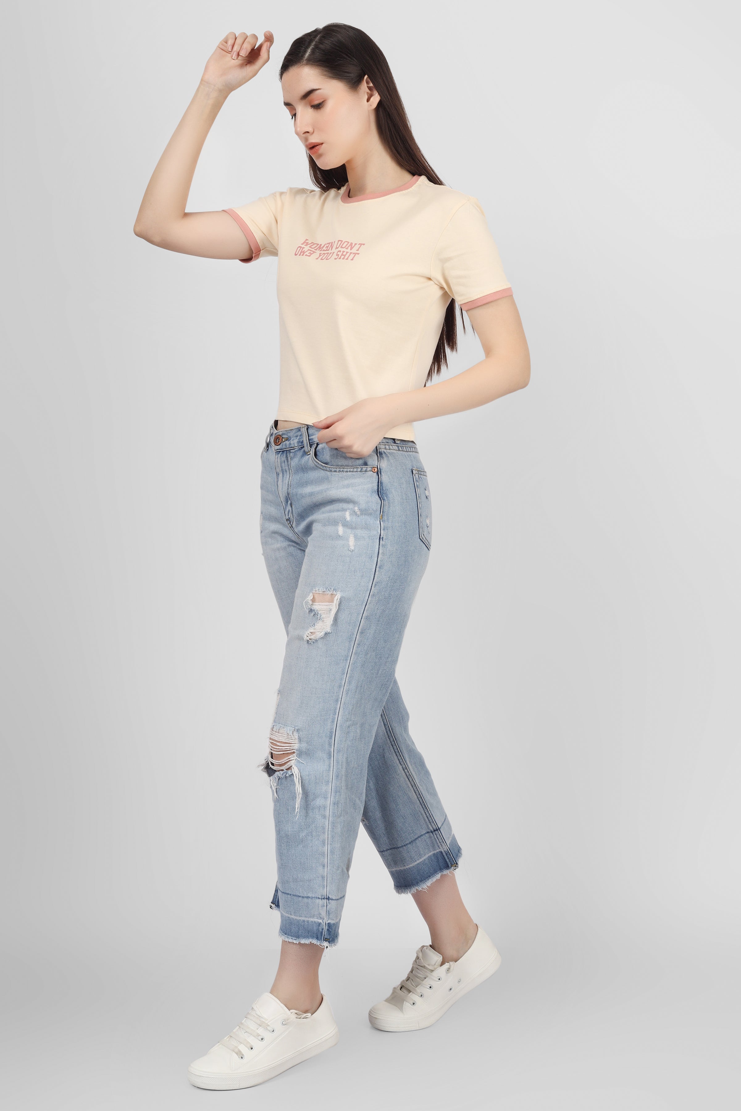 Women take no shit - Regular Fit Tshirt - Beige
