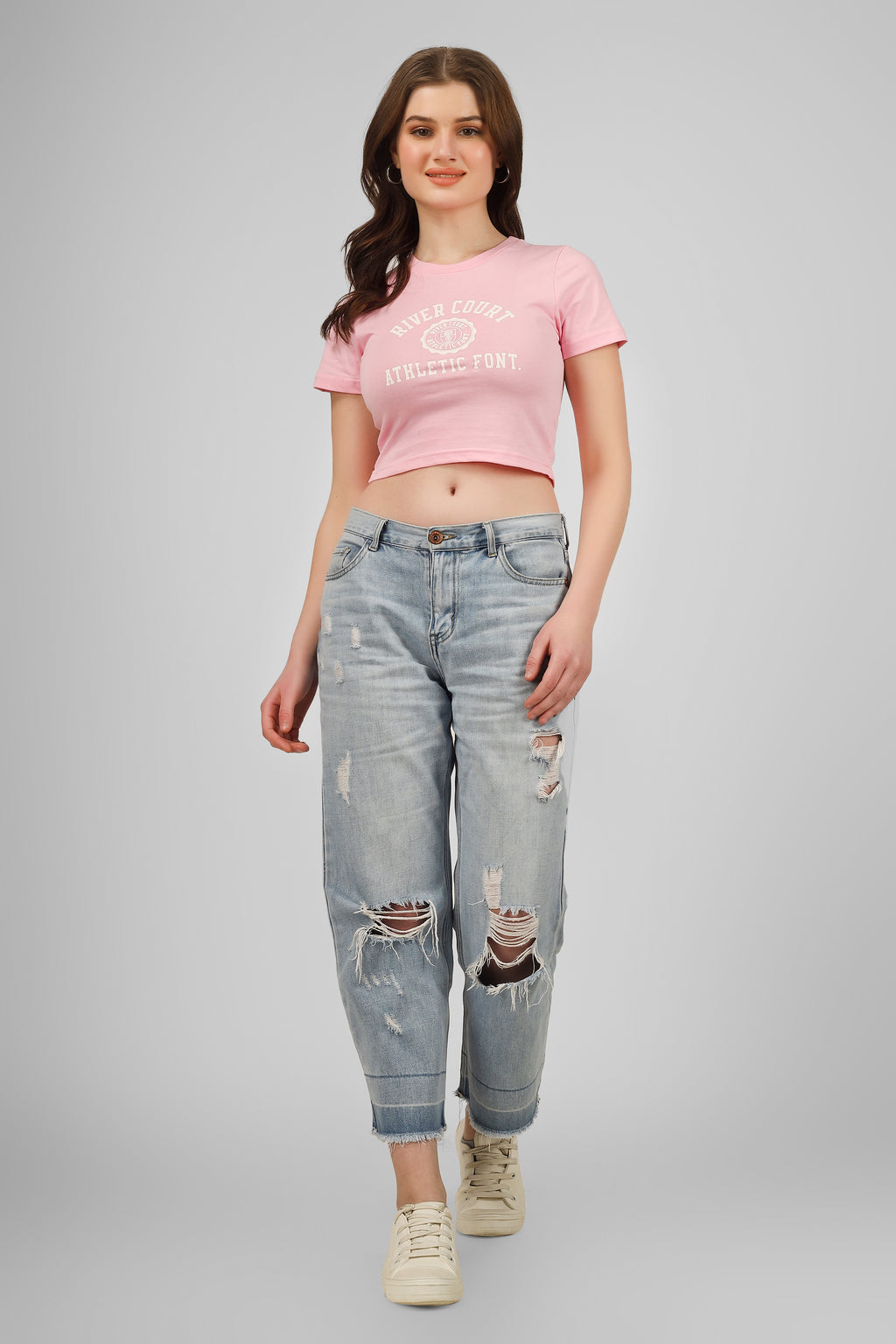 River Court - Crop T Shirt - Baby Pink