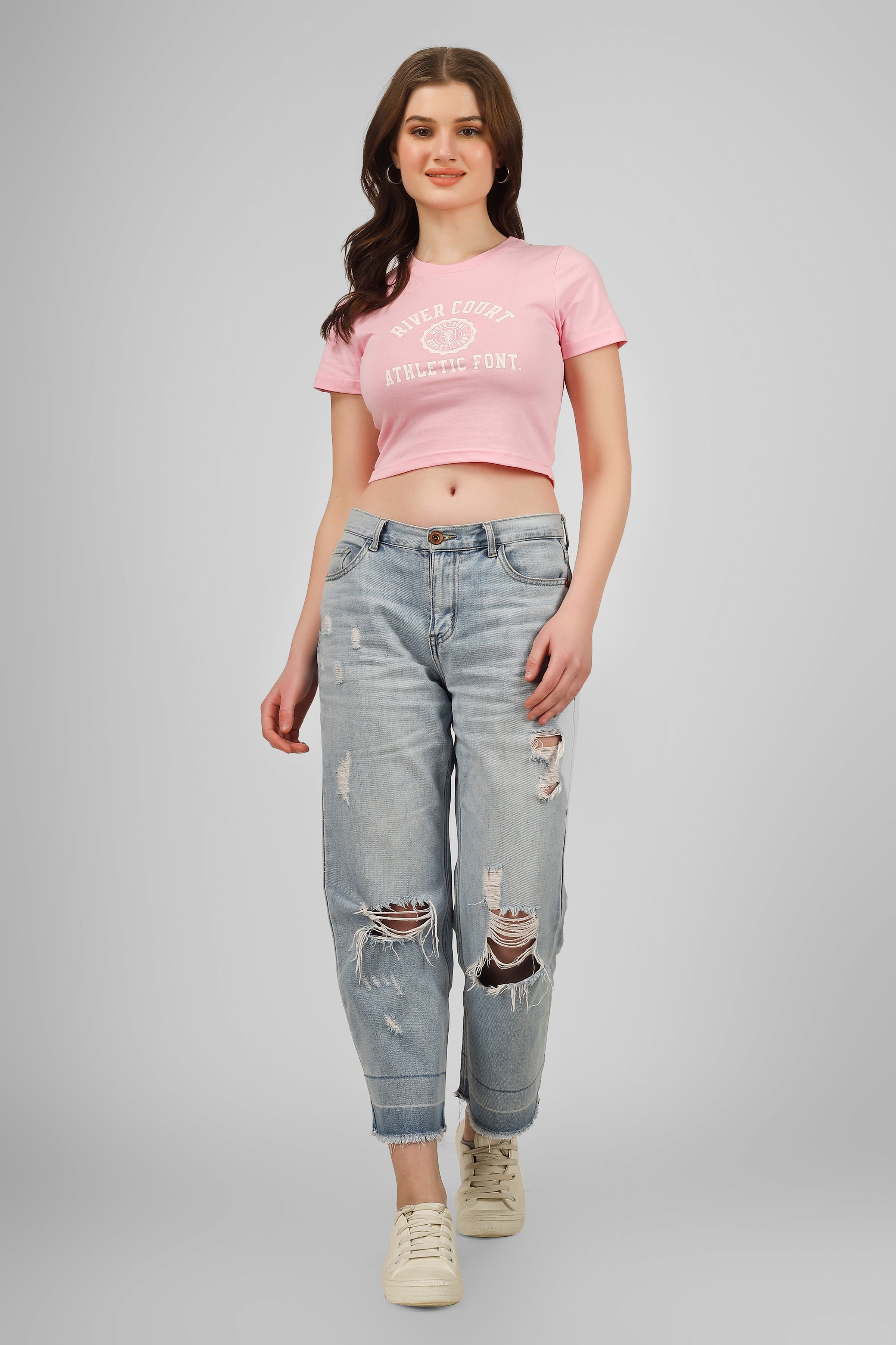 River Court - Crop T Shirt - Baby Pink